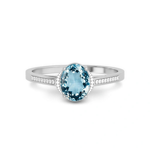 Aquamarine Platinum Ring R53