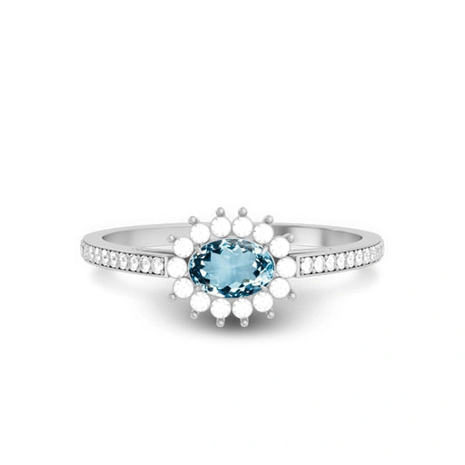Aquamarine Platinum Ring R55