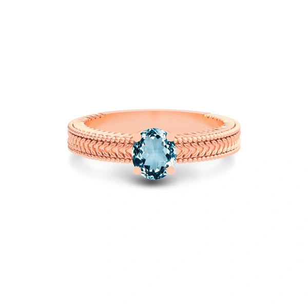 Aquamarine Rose Gold Ring R3