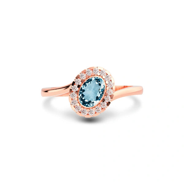 Aquamarine Rose Gold Ring R5