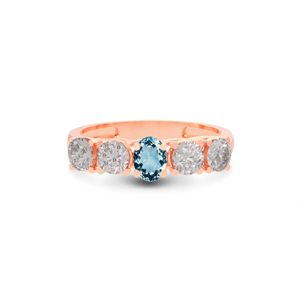 Aquamarine Rose Gold Ring R10