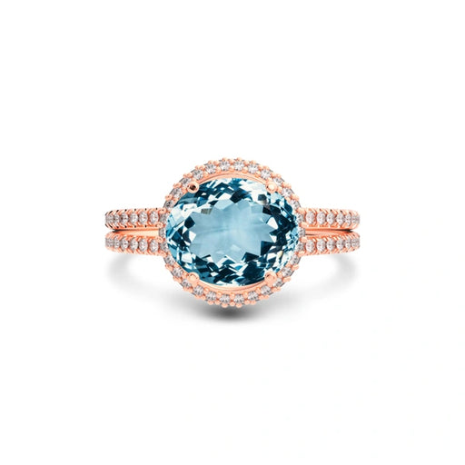 Aquamarine Rose Gold Ring R11