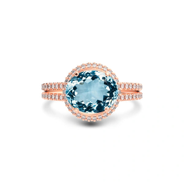 Aquamarine Rose Gold Ring R11