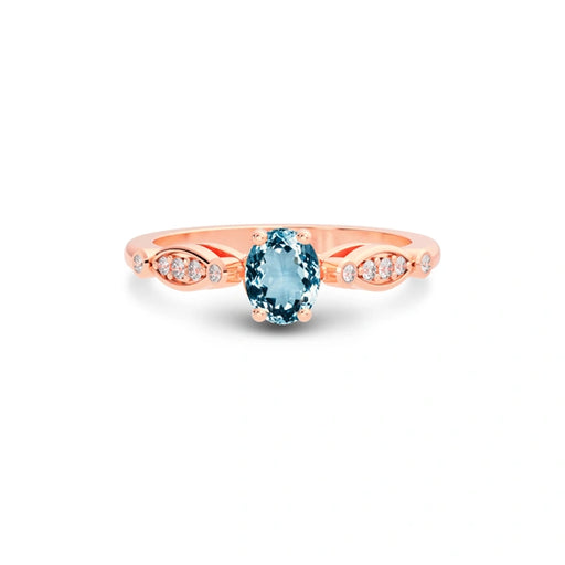 Aquamarine Rose Gold Ring R15