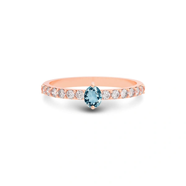 Aquamarine Rose Gold Ring R20