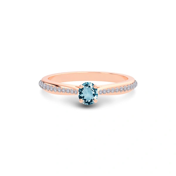 Aquamarine Rose Gold Ring R25