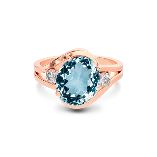 Aquamarine Rose Gold Ring R26