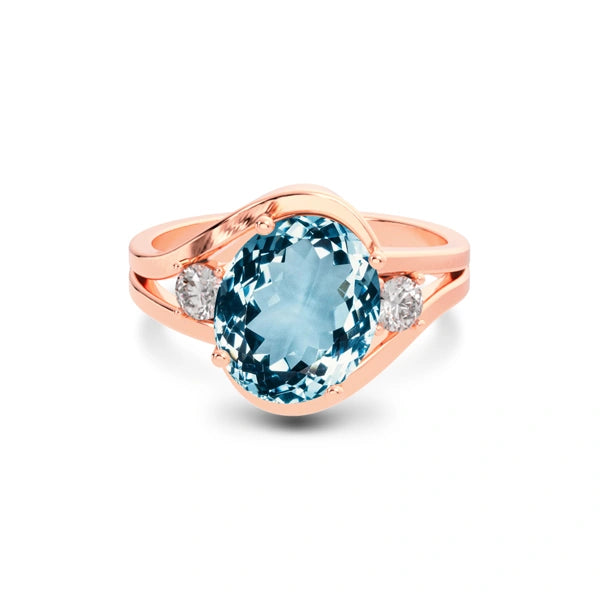 Aquamarine Rose Gold Ring R26