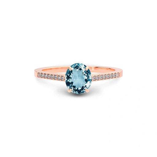 Aquamarine Rose Gold Ring R28