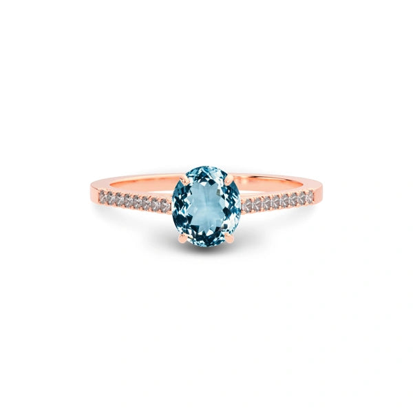 Aquamarine Rose Gold Ring R28