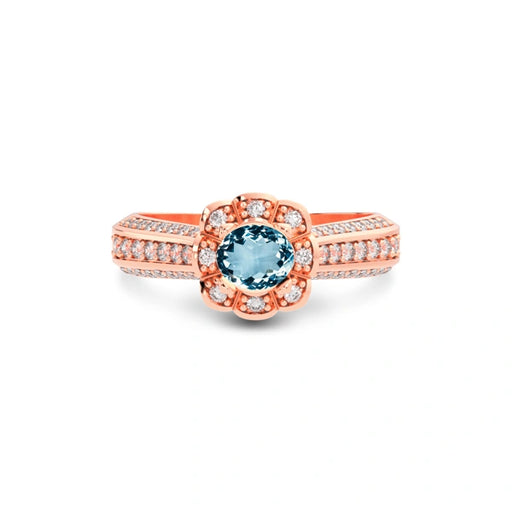 Aquamarine Rose Gold Ring R30