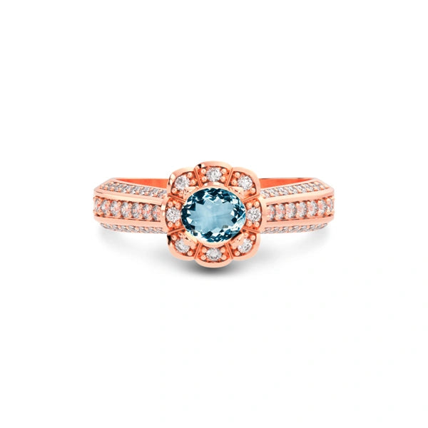 Aquamarine Rose Gold Ring R30