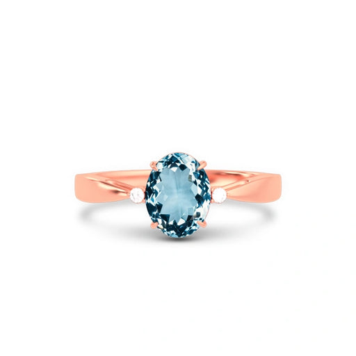 Aquamarine Rose Gold Ring R42