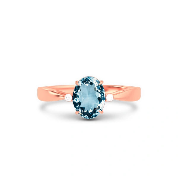 Aquamarine Rose Gold Ring R42