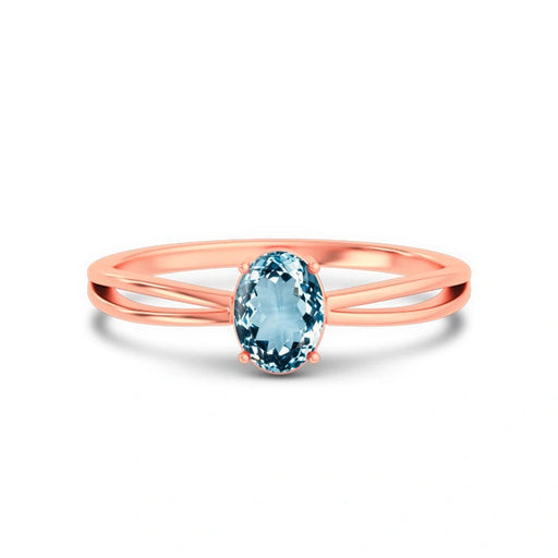 Aquamarine Rose Gold Ring R43