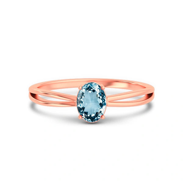 Aquamarine Rose Gold Ring R43