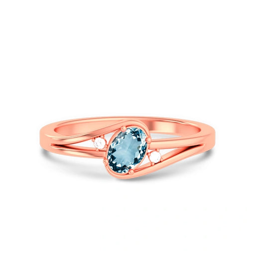 Aquamarine Rose Gold Ring R44