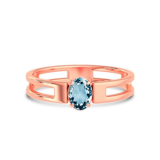 Aquamarine Rose Gold Ring R45