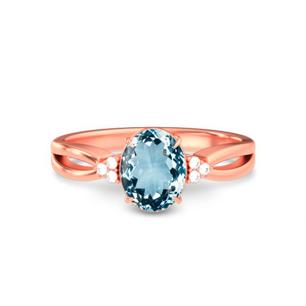 Aquamarine Rose Gold Ring R46