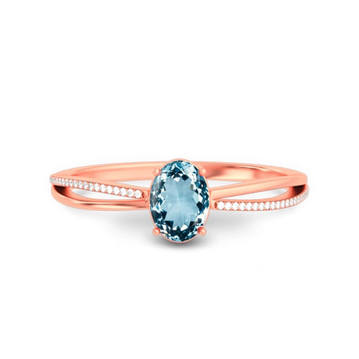 Aquamarine Rose Gold Ring R47