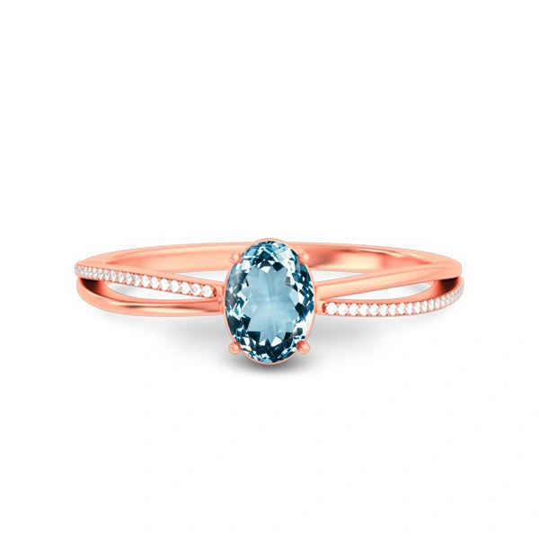 Aquamarine Rose Gold Ring R47