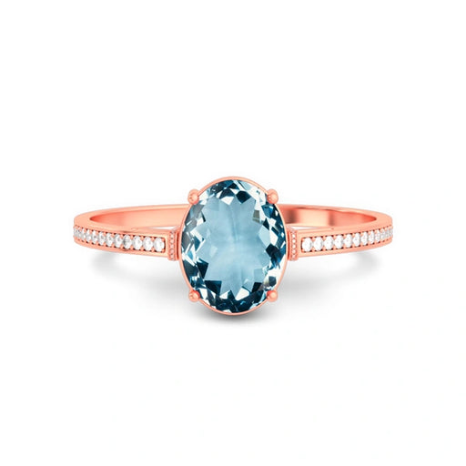 Aquamarine Rose Gold Ring R50