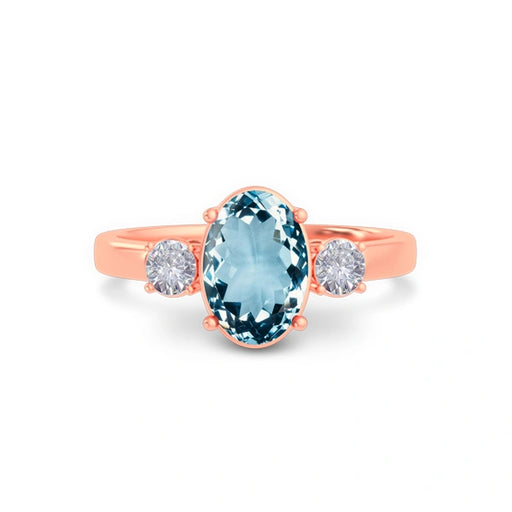 Aquamarine Rose Gold Ring R51