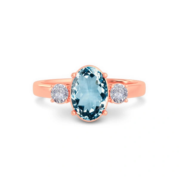 Aquamarine Rose Gold Ring R51