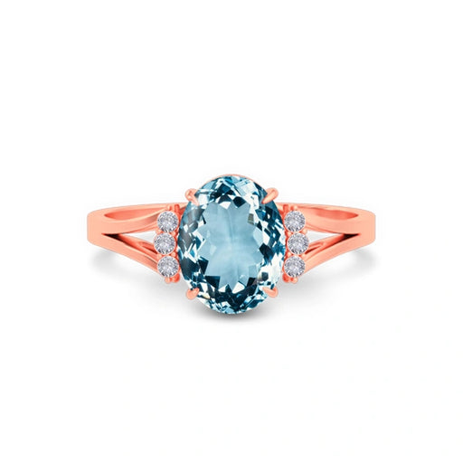 Aquamarine Rose Gold Ring R52