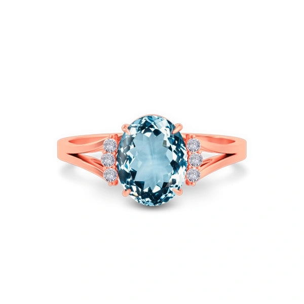 Aquamarine Rose Gold Ring R52