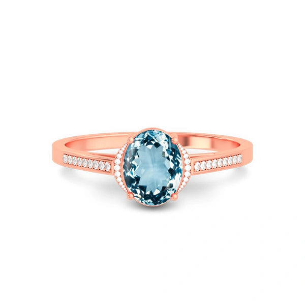 Aquamarine Rose Gold Ring R53