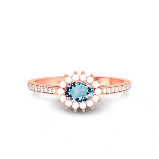 Aquamarine Rose Gold Ring R55