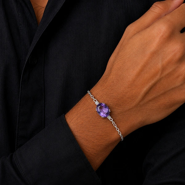 Amethyst Silver Rakhi Bracelet - RK-1AM