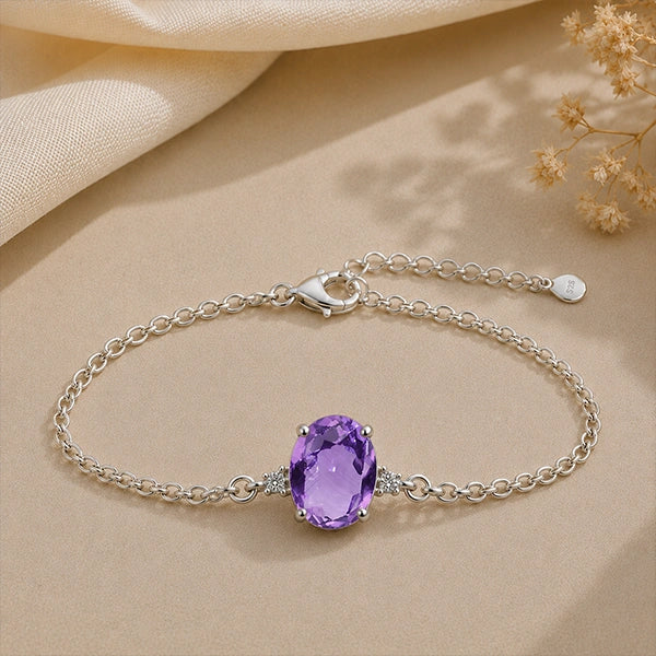 Amethyst Silver Rakhi Bracelet - RK-1AM