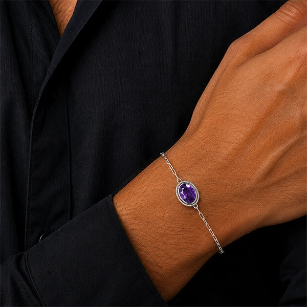 Amethyst Silver Rakhi Bracelet - RK-2AM