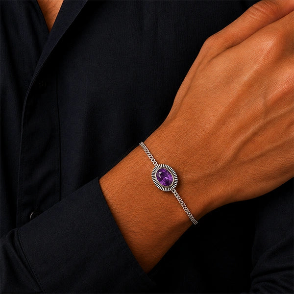 Amethyst Silver Rakhi Bracelet - RK-3AM