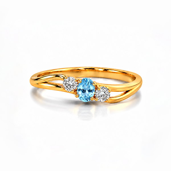 Aquamarine Gold Ring R1