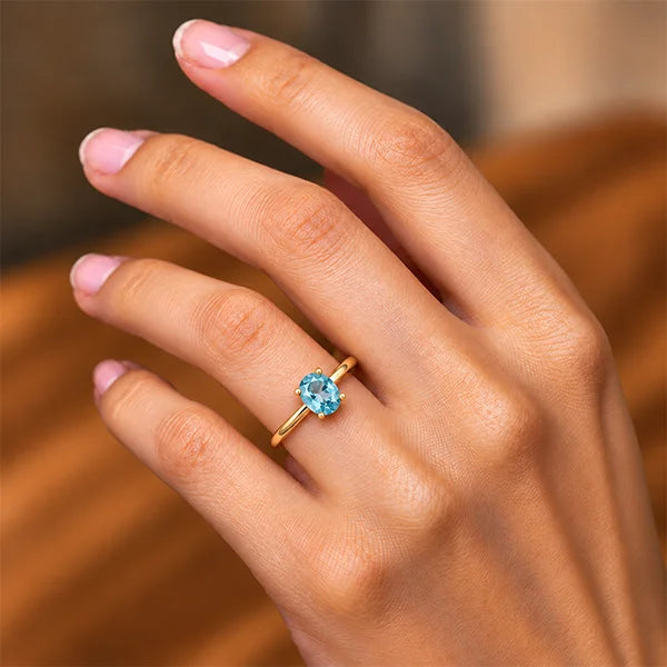 Aquamarine Gold Ring R7
