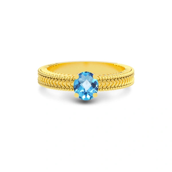 Blue Topaz Gold Ring R3