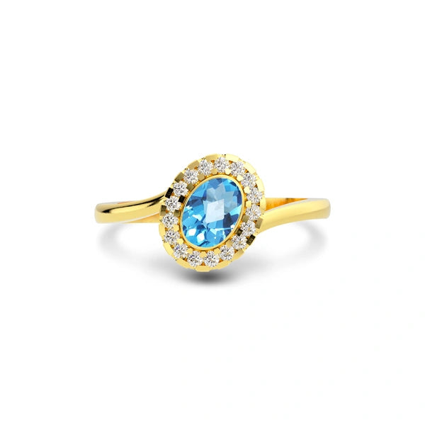 Blue Topaz Gold Ring R5