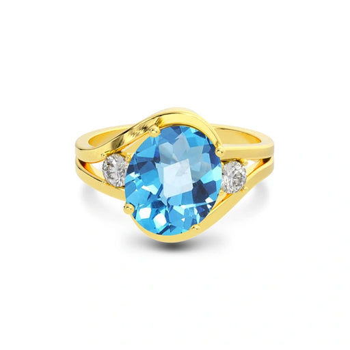 Blue Topaz Gold Ring R26