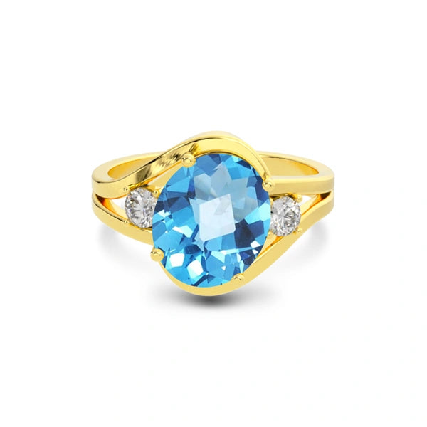 Blue Topaz Gold Ring R26