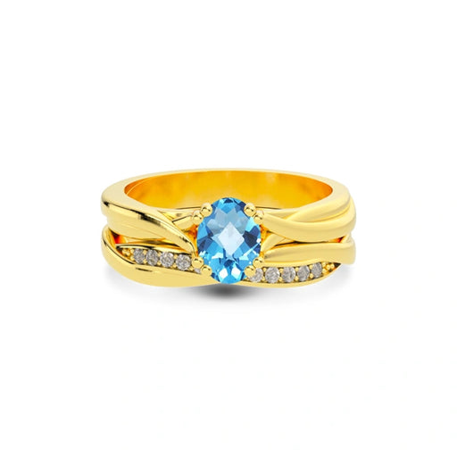 Blue Topaz Gold Ring R27
