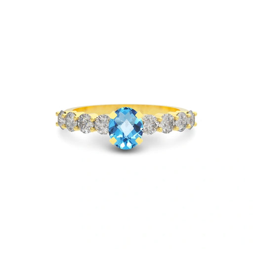 Blue Topaz Gold Ring R29