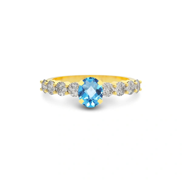 Blue Topaz Gold Ring R29