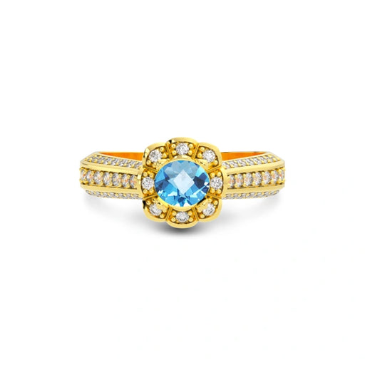 Blue Topaz Gold Ring R30