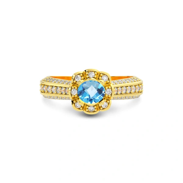 Blue Topaz Gold Ring R30