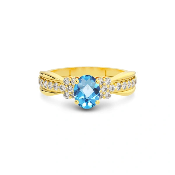 Blue Topaz Gold Ring R31