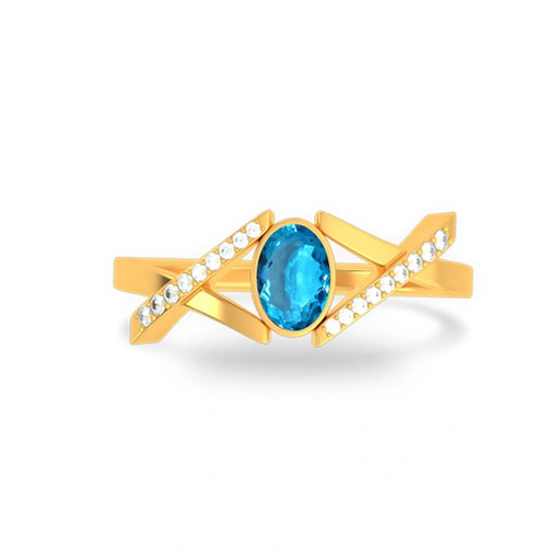 Blue Topaz Gold Ring R36