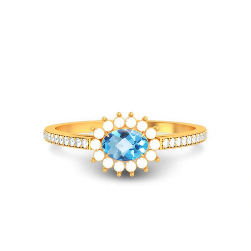 Blue Topaz Gold Ring R55